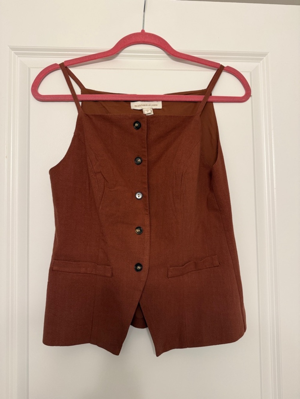 Rust Brown Button-Front Top